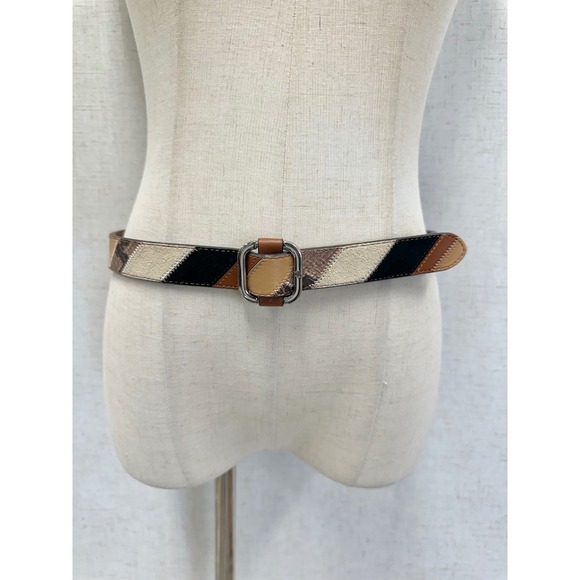 Lauren Ralph Lauren Patchwork Leather Suede Snakeskin Belt Brown Black Women S‎ main image 8